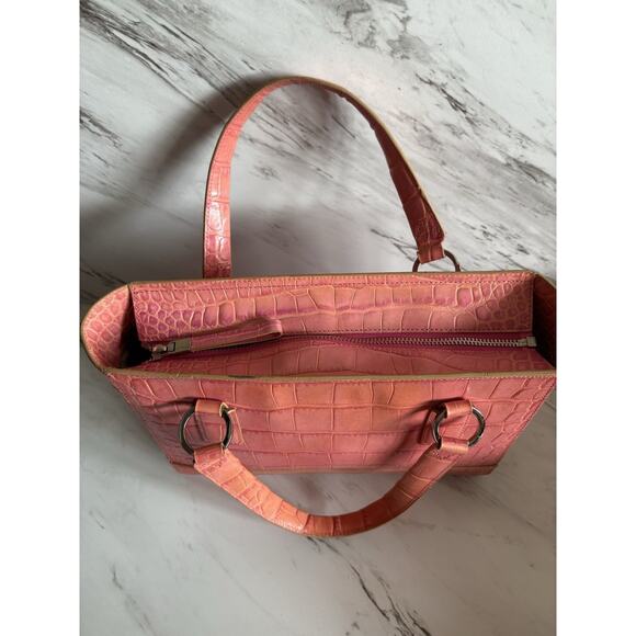 VTG Monsac Pink Croc Leather Tote Y2K Structured, Secret Santa Christmas Gift - Picture 11 of 15